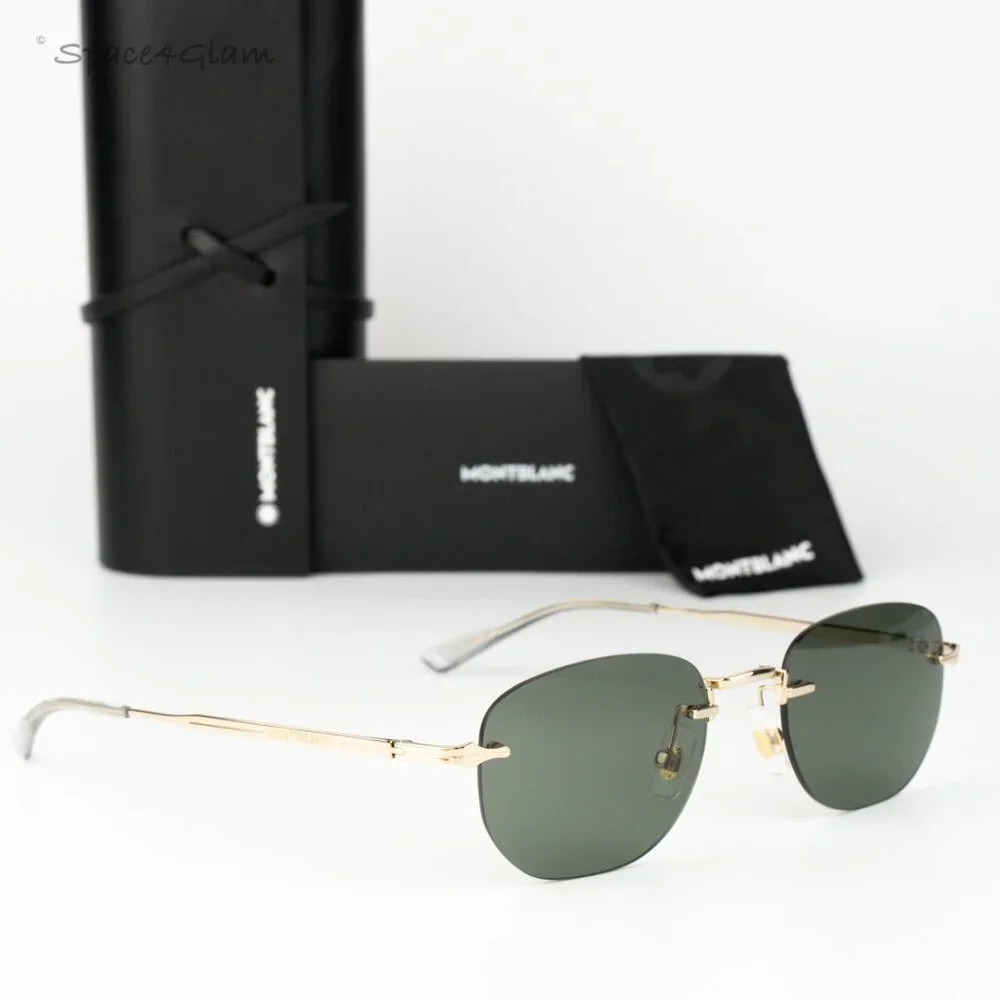 Montblanc Men Sunglasses Gold Grey Square Rimless MB0303S 001 NEW AUTHENTIC